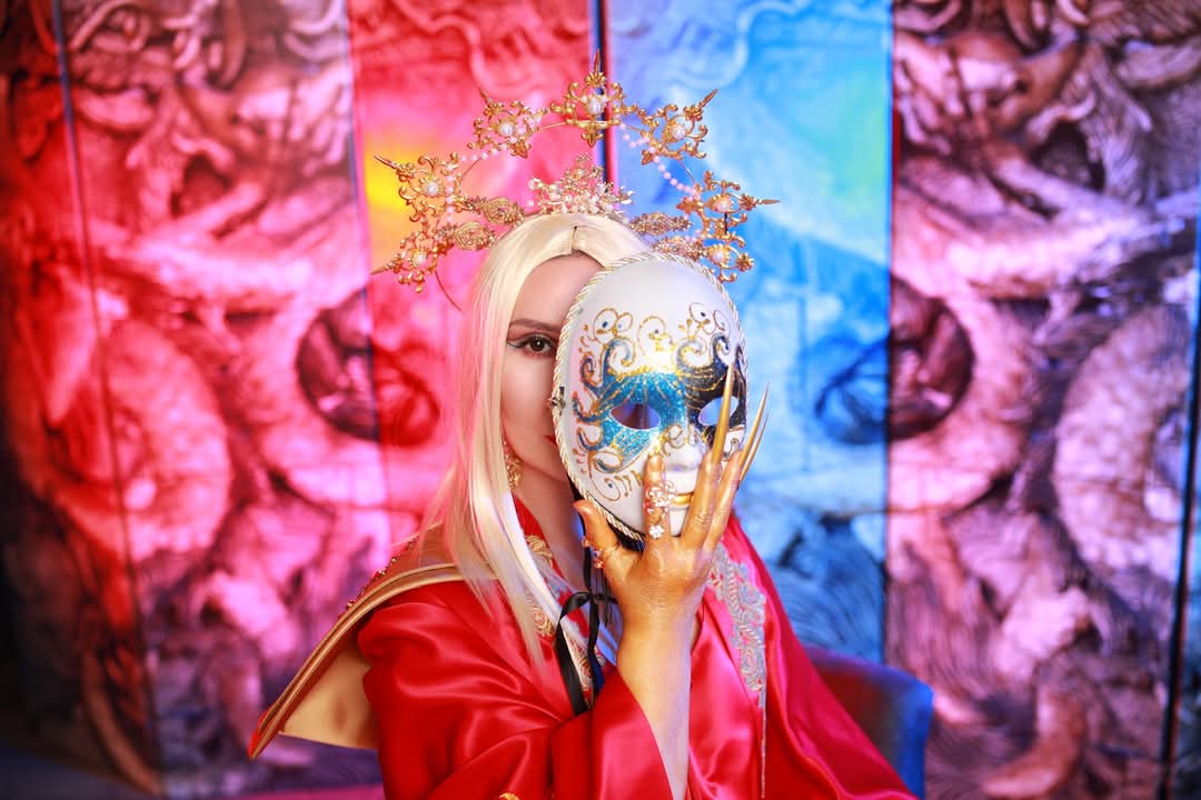 Fashion costume image with mask